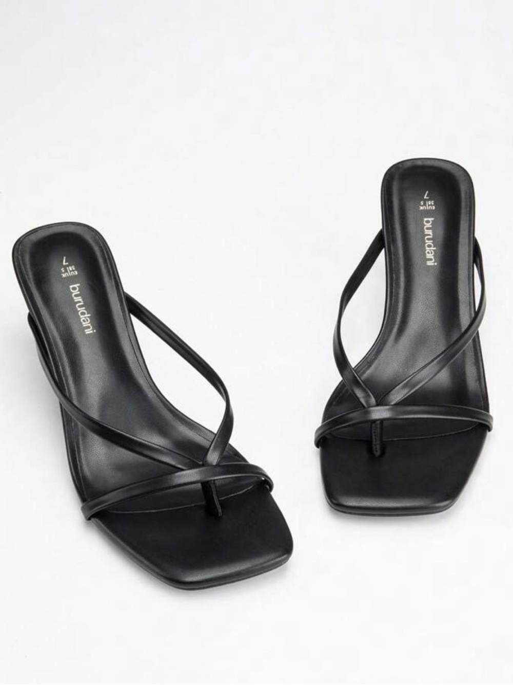 Black Strappy Mid-Heel Sandals - Women - Picture 2 of 4